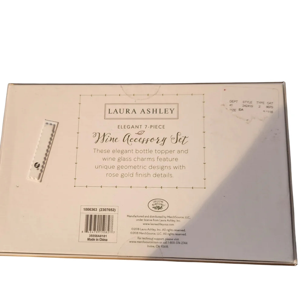 NWOT‎ Laura Ashley Rose Gold Wine Accessory Collection